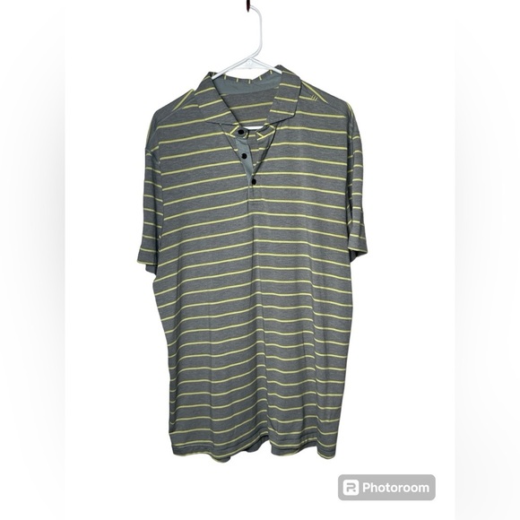 Lululemon Men's Evolution Short Sleeve‎ Polo Shirt Size Large Gray & Yellow - Picture 1 of 3